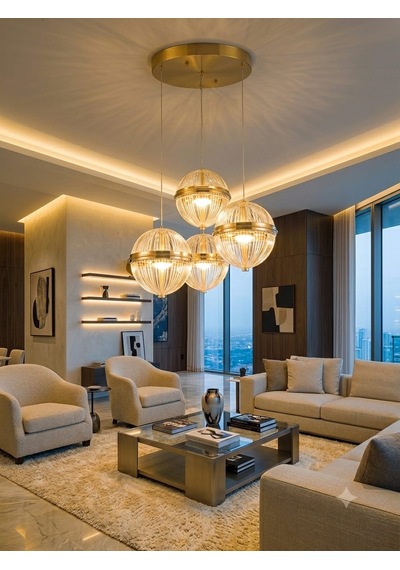 Ers Aydınlatma Küre Gold 4 Lü Led Avize 3 Renk İle Büyük Avantaj Altın-gold