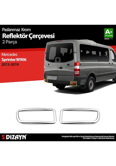 S-Dizayn Mercedes Sprinter W906 Krom Arka Reflektör Çıtası 2 Prç.