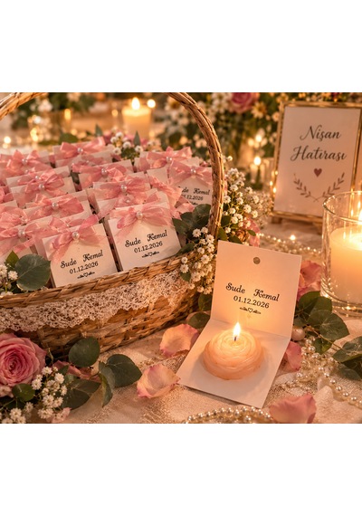 Gül Mum Nişan Söz Hediyeliği 15 Adet Set Yaldızlı Mum Rengi