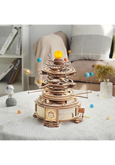 Rokr St001 Mechanical Orrery Dıy Mechanical 3d Puzzle Maket Model Seti 3d Model Kit Ahşap Maket Dekoratif Hobi Seti Hareketli