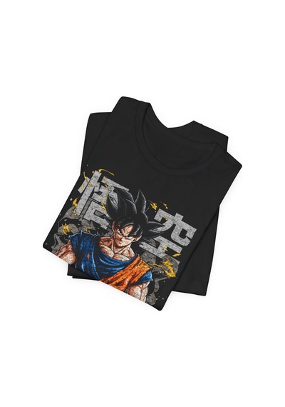 Ustaprint3d Goku Anime Baskılı Unisex Siyah Tişört %100 Pamuk Dtf Baskı Siyah