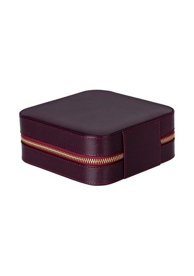 Amanda Burgundy Bloom Grande Gerçek Deri Takı & Mücevher Kutusu Bordo