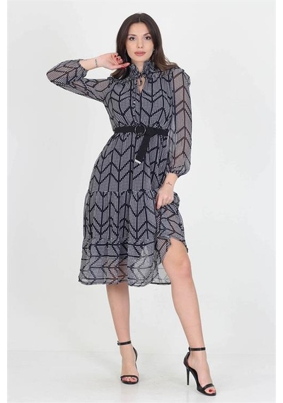 Neşeli Butik Kadın Puantiyeli Omuz Ve Yakası Gipeli Midi Boy Kemerli Şifon Elbise Nb0005 Siyah Neşeli Butik Kadın Puantiyeli Omuz Ve Yakası Gipeli Midi Boy Kemerli Şifon Elbise Nb0005 Siyah