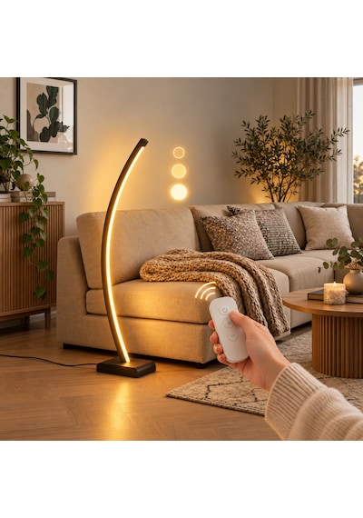 Vilinze Vilinze Jedi Ahşap Led Dekoratif Ayaklı Lambader Siyah