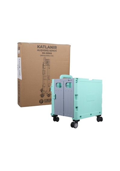 Sunup Sn-26966 Katlanabilir Market Pazar Kamp Tekerlekli Alışveriş Arabası 60kg Kapasiteli