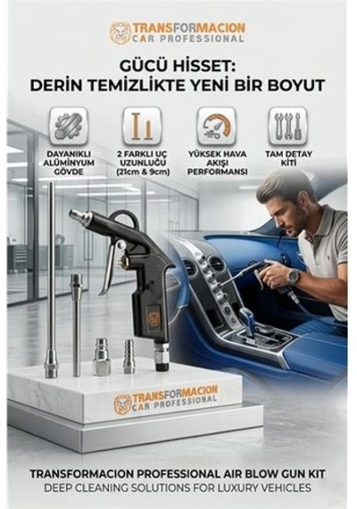Profesyonel Metal Hava Üfleme Tabancası Seti - 21 Cm Uzun Ve Kısa Nozul Kompresör Ucu 723153 Açık
