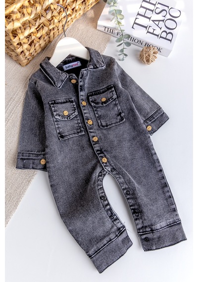 Babymod Esnek Erkek Bebek Kot Tulum 100% Cotton Füme