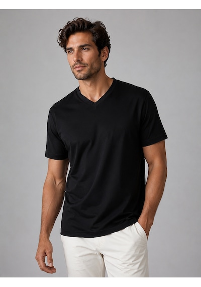 Bisse Siyah V Yaka Basic T-shirt Ts26y26101 D99
