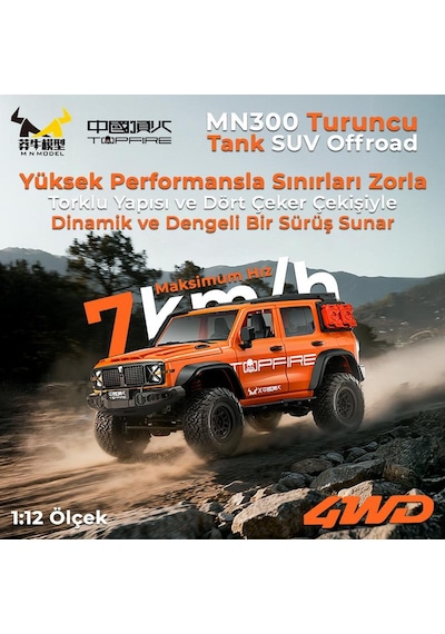 Mn Model Mn300 1/12 Tank Suv 4wd Rc Crawler Offroad Uzaktan Kumandalı Araba Arazi Aracı Model Car Truck Rtr Turuncu Mn-300 +dahili Işık Seti Mnmodel/mn300-orange