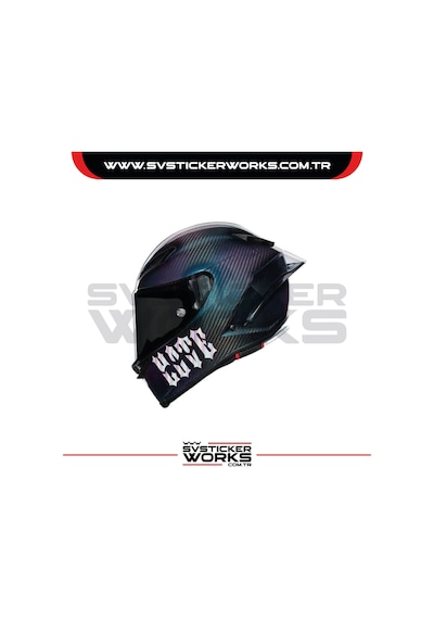 Love Hate Sticker Kask Sticker Kasklar Uyumlu Tek Yön 1 Adet Hologram