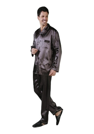 Ancelo Apaş Yakalı Erkek Saten 2'li Pijama Takım 444 001