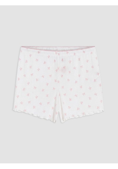Lcw Young Ekru Fiyonk Desenli Kadın Şort Pijama Altı