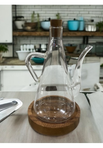 Morponi Borosilikat Cam Yağdanlık Yağlık Glazzy 500 Ml 2 Adet Standlı Şeffaf
