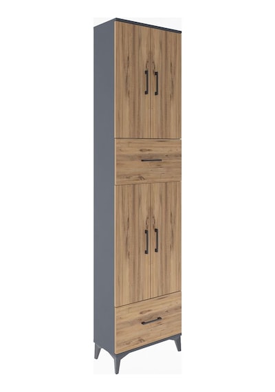 Arges Dolap 6 Raflı 2 Çekmeceli 4 Kapaklı 60x30x243 Antrasit-çam Antrasit
