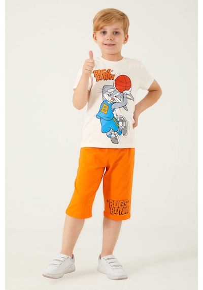 Looney Tunes Basketball Beyaz Erkek Çocuk Kapri Takım Beyaz