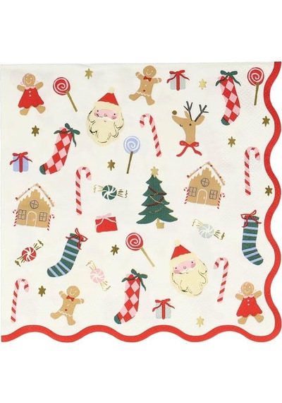 Meri Meri - Jolly Christmas Large Napkins - Yeni Yıl Peçeteler L 16'lı
