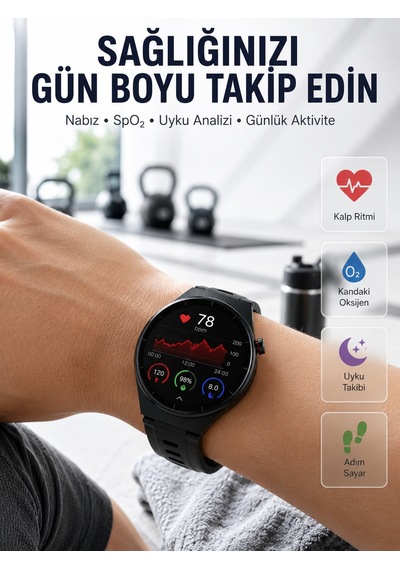Bluetooth Konuşma Özellikli Akıllı Saat Amoled Ekran, Sağlık Takibi Ve 3 Farklı Kordon - Lisinya