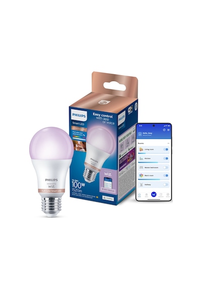 Philips Smart Lighting Led Ampul A60 E27 100w Eşdeğer Rgb - Google Home, Alexa, Homekit Ve Matter Uyumlu Çok Renkli