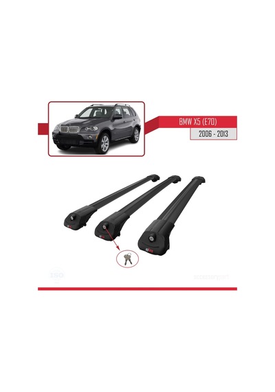 Bmw X5 E70 2006-2013 Arası İle Uyumlu Ace-1 Ara Atkı Tavan Barı Siyah 3 Adet Bar
