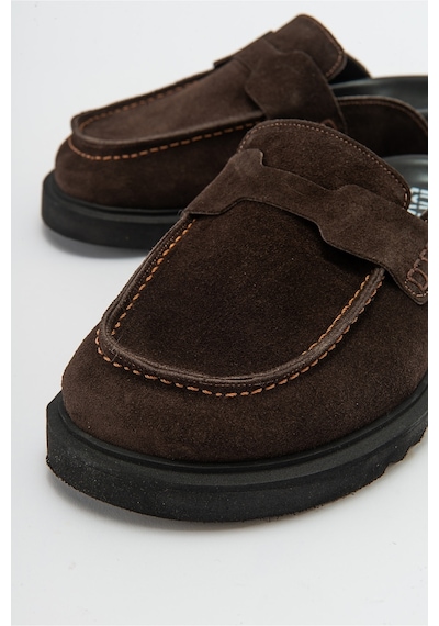 Luvishoes Luvi Shoes Laven Kahve Süet Hakiki Deri Kadın Terlik Kahverengi