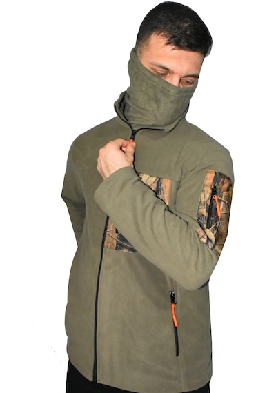 Mysia Outdoor Avcı Tipi Polar Mont Kalın Polar, Kamuflaj Desenli Cepli, Termal Outdoor Mont Açık Haki