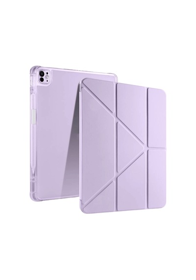 Apple Uyumlu iPad, Pro 13 2024 Kalem Bölmeli Akıllı Uyku Modlu Trifolding A2925 / A2926 Tablet Kılıfı Kapaklı Kılıf