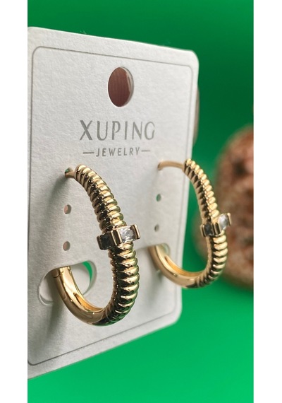 Xuping Rose Gold Uzun Taşlı Kadın Çelik Küpe Gold