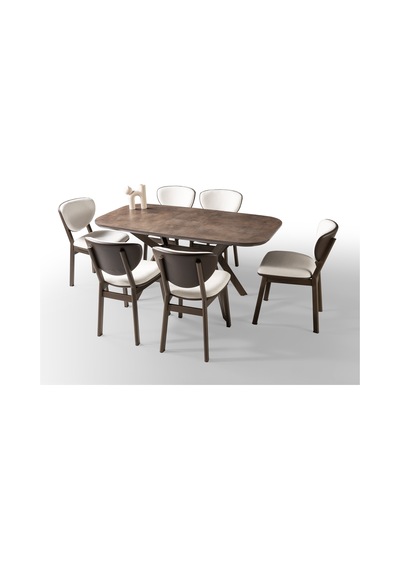 Venedik Retro Bronz Mdf Açılır Mutfak Masa Takımı 80 130cm Kahverengi