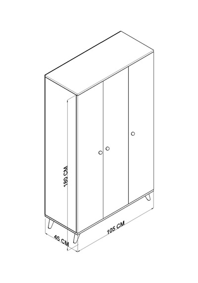 Tocco 1081 İzel 3 Kapaklı Askılıklı Raflı Lüx Gardırop-beyaz