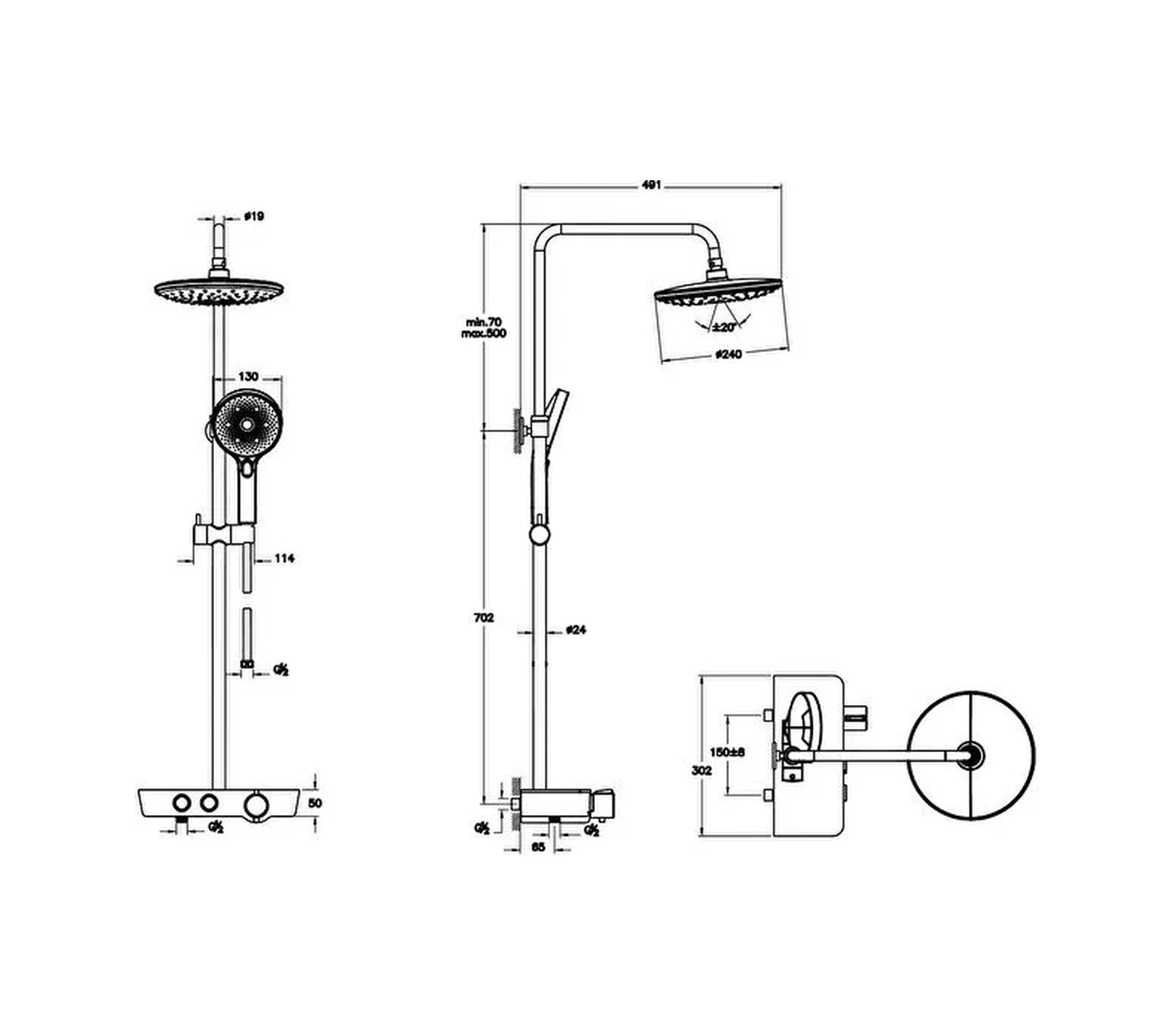 VitrA Aquacontrol Charm 240 2f Duş Sistemi Krom