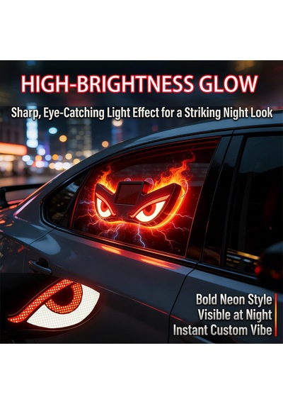 Vantuzlu Solar Güneş Enerjili Ve Şarj Edilebilir Devil Eyes Araç Işıkları Ön/arka/yan Cam İçin Usb Bağlantılı Led Işıkları Kırmızı-sarı