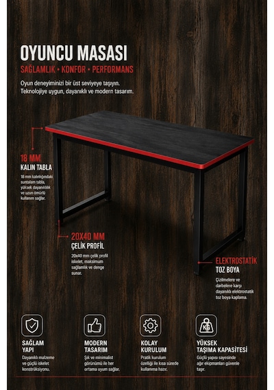 Siyah/kırmızı Oyuncu Masası 60x140, Çalışma Masası, Bilgisayar Masası, Gamer Masa, Metal Ayaklı Siyah/kırmızı Oyuncu Masası 60x140, Çalışma Masası, Bilgisayar Masası, Gamer Masa, Metal Ayaklı