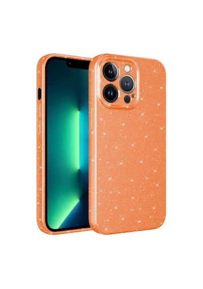 Kilifone - Apple Uyumlu iPhone 12 Pro - Kılıf Simli Kamera Korumalı Koton Kapak - Turuncu