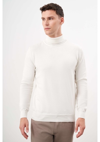 Morven Erkek Ekru Trend Core Spun Balıkçı Yaka Dynamic Fit Rahat Kesim Triko 26kc017010454 Ekru Ekru