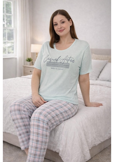 Rüyam Kadın Giyim Kadın Pijama Takımı Açık Yeşil Rüyam Kadın Giyim Kadın Pijama Takımı Açık Yeşil