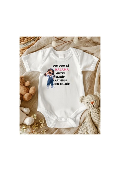 Lupi Hala Yazılı % 100 Pamuk Bebek Zıbın 680 ekru