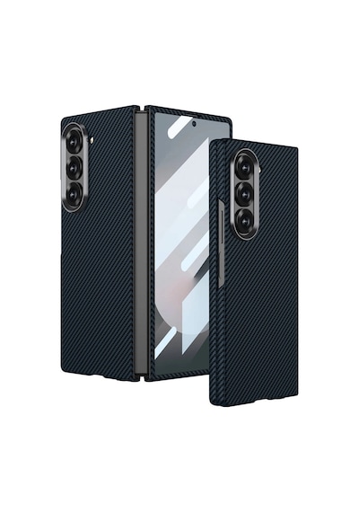 Samsung Galaxy Uyumlu Z Fold 6 Kılıf Kamera Korumalı Karbon Fiber Tasarımlı Arka Yüzey Zore Kıpta Karbon Kapak Çok Renkli