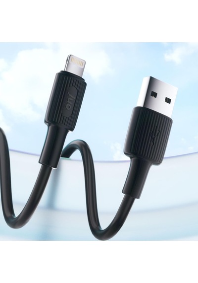 12w 2.4a Usb-a To Lightning İphone İpad İle Uyumlu Silikon Hızlı Şarj Ve Data Kablosu Siyah 2 Metre