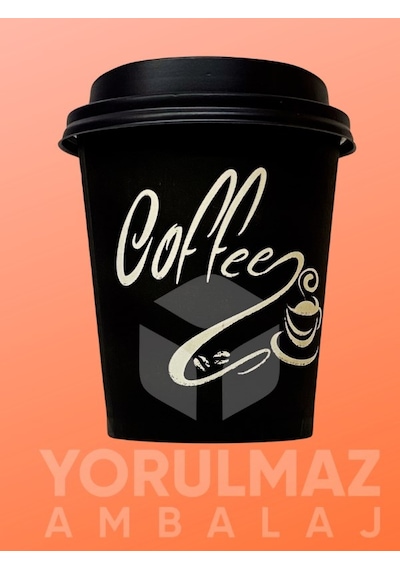 24 Lü 8 Oz 220 Cc Siyah Kapaklı Karton Bardak Sızdırmaz Kapaklı, Sıcak & Soğuk İçecekler İçin Dayanıklı Kullan At K Diğer