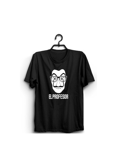 Unisex Siyah La Casa De Papel Baskılı T-shirt SIYAH