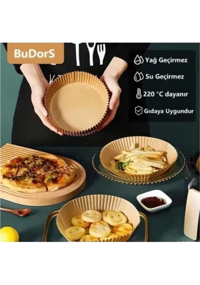 Her Modele Uyumlu 50 Adet Airfryer Pişirme Kağıdı Hijyenik Yağlı Kağıt Airfryer Hava Fritözü