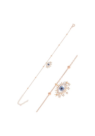 Gümüş Rose Top Top Zincirli Lareyn Bileklik