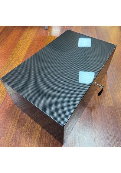 Lubinski İtaly Humidor Puro Kutusu Karbon Desen 120's Cigar Spa Elektronik Puro Nemlendirme Cihazı
