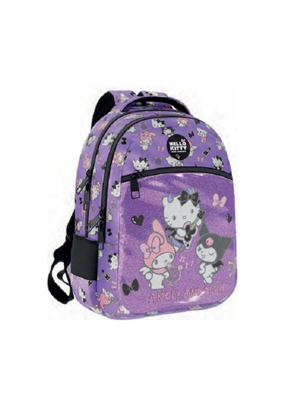 Hello Kitty İlk Okul Çantası - Sırt Çantası / Orjinal Lisanslı Lüx Çanta Mor / Beslenme 3'lü