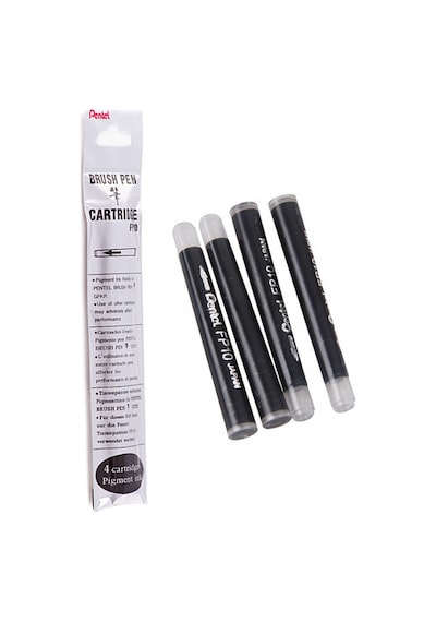 Pentel Fırça Uçlu Yedek Kartuş Siyah 4 Adet Fp10