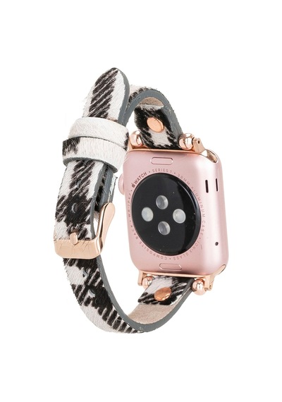 Bloomband Signature Wild Zebra Leather Apple Uyumlu Watch Band - 44/45/46/49mm