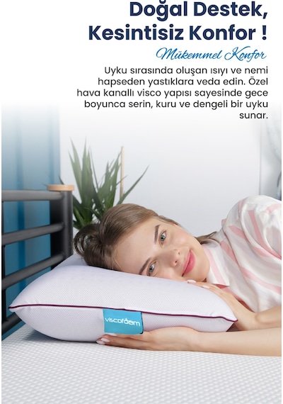 Viscofoam Air Terapi Hava Kanallı Ortopedik Yastık Visco Yastık Mor 60x40x16cm