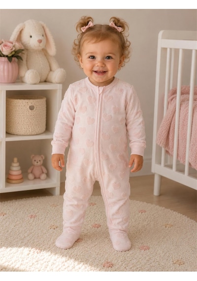 Tiffany Baby & Kids Tiffany Baby Kız Bebek Puffy Love Theme Fermuarlı Patikli Tulum P Pudra
