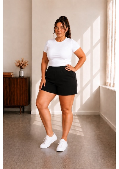 Sngl Tekstil Kadın Büyük Beden Kısa Şort S M L Xl 2xl 3xl 4xl 5xl 6xl 7xl 8xl 9xl Siyah