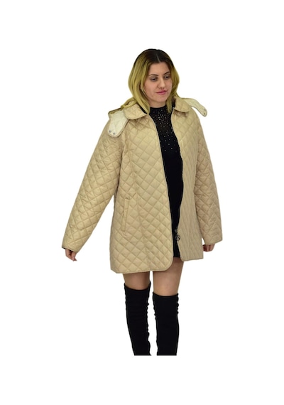 Kadın Kapitone Kapüşonlu Mont Bgl-st04113 Bej
